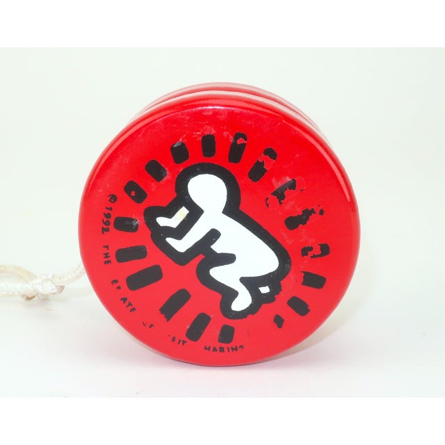 Mid-Century Modern Keith Haring Pop Art Painted Wood 'Radiant Baby' YoYo, 1992 For Sale - Image 3 of 9