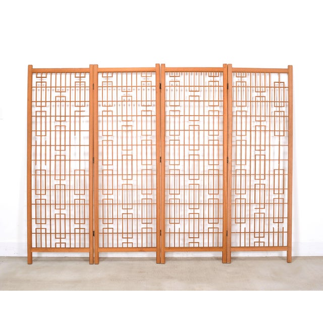 Mid-Century Four-Panel Teak Geometric Screen or Room Divider For Sale - Image 18 of 18