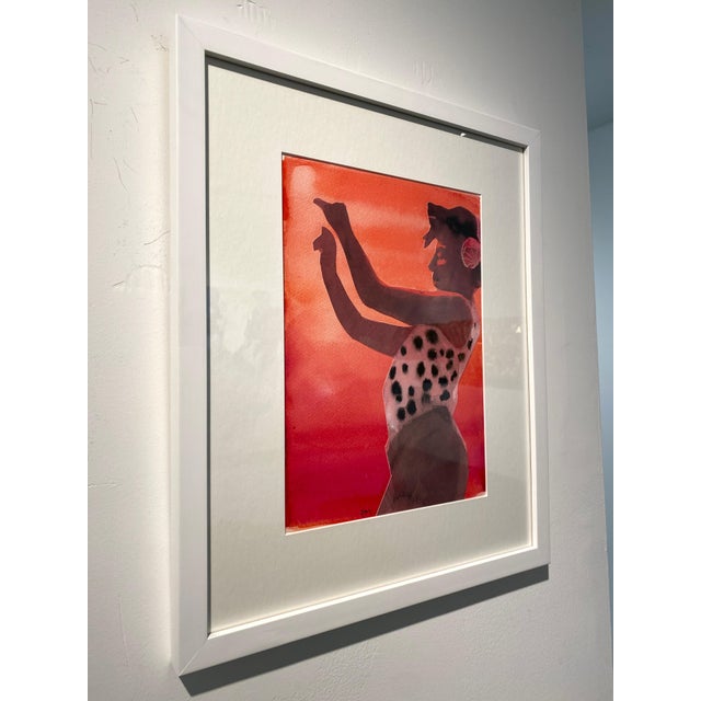 Red Patsy McArthur, Salsa, Watercolor and Ink and Collage, 2025 For Sale - Image 8 of 13