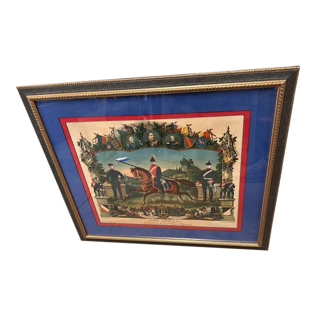 1920s European Military Officers Commemorative Print, Framed For Sale
