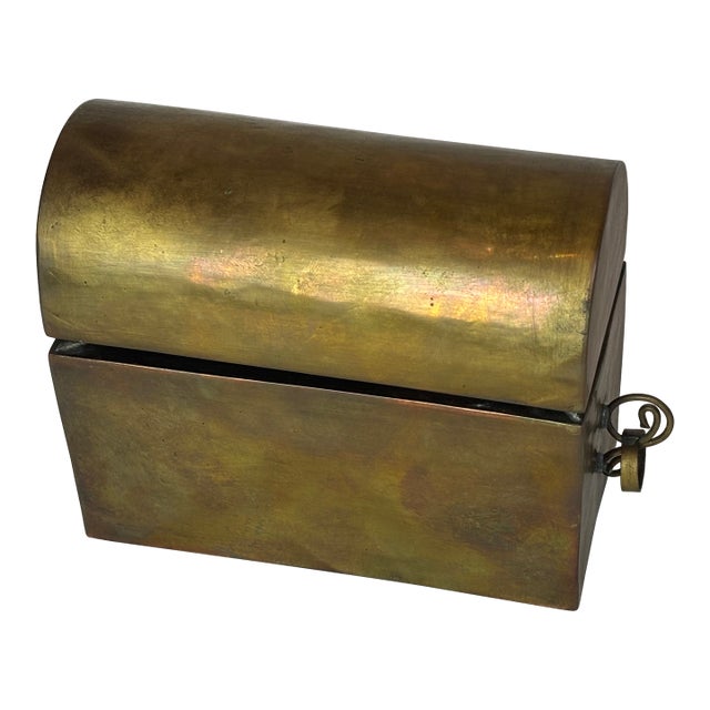 1990s Vintage Brass Table Casket For Sale