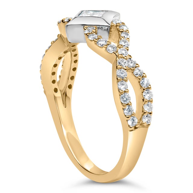 Haus of Brilliance 10K Two Tone Color 5/8 Cttw Diamond Kite and Twist Shank Ring (H-I Color,SI2-I1 Clarity) - Size 7 For Sale - Image 4 of 6