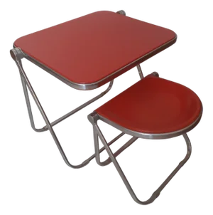 Plato Desk and Pluff Stool by Giancarlo Piretti for Anonima Castelli, 1970s, Set of 2