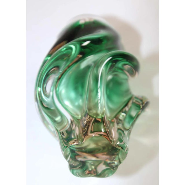 Handblown Art Glass Vase in Green Twisted Organic Shape For Sale - Image 11 of 13
