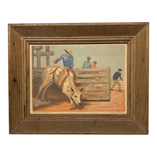 Original Anna Barry 'bucking Brahma' Western Cowboys Southwest Signed Serigraph For Sale