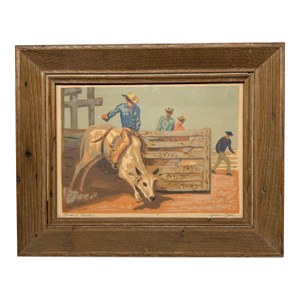 Original Anna Barry 'bucking Brahma' Western Cowboys Southwest Signed Serigraph