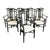 Italian Black Lacquered Sculpted Dining Arm Chairs - Set of 8 For Sale