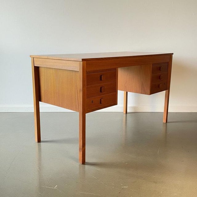 Wood Mid-Century Danish Teak Desk For Sale - Image 7 of 10