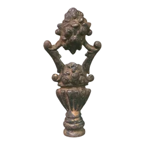 Early 20th Century Large Ornate Flower Basket Cast Metal Iron Lamp Finial