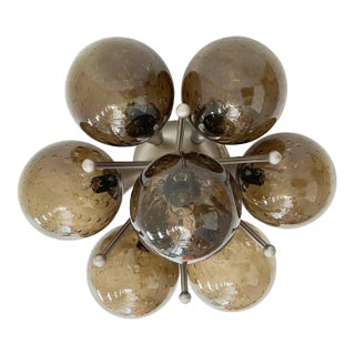 Sakura Satin Nickel Smoky Bubbles Globe Flush Mount by Fabio Ltd For Sale