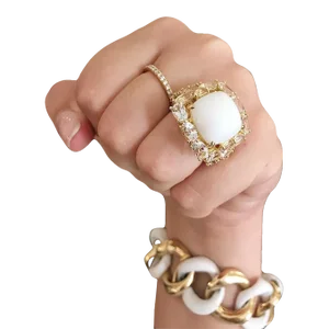 18k Yellow Gold and White Ceramic curb Link Bracelet