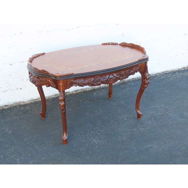 French Hand Carved Inlay Coffee Table 6922 For Sale - Image 4 of 17