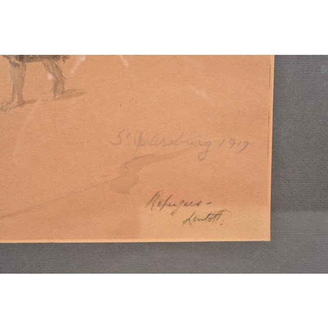 1910s Edward Barnard Lintott 1917 “Refugees” Original Wwi Ink & Wash Watercolor For Sale - Image 5 of 6