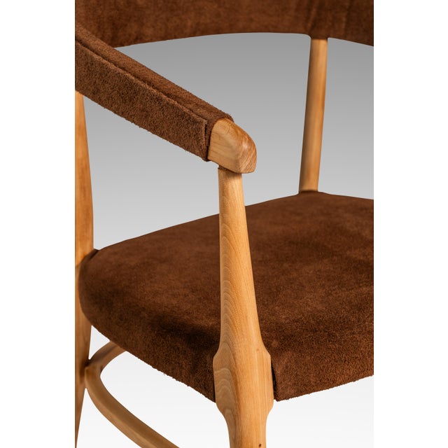 Mid-Century Modern Bentwood Lounge Chair / Armchair in Suede & Maple in the Manner of Lawrence Peabody / Thonet, Usa, C. 1950s For Sale - Image 16 of 18