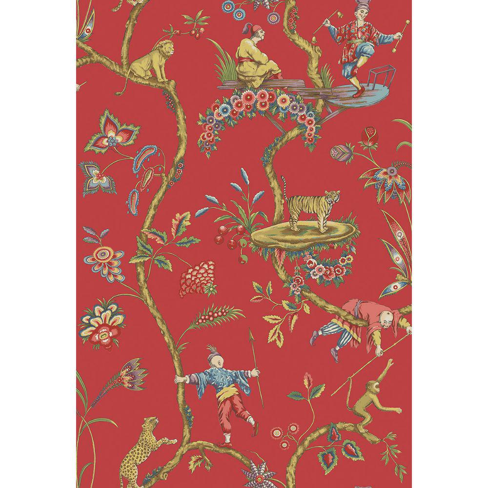 Scalamandre Chinoiserie Exotique Red Wallpaper | Chairish