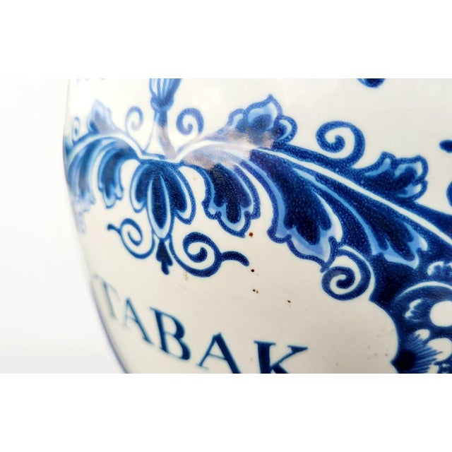 Antique Dutch Delft Blue Tobacco Jar, 1840 For Sale - Image 6 of 16