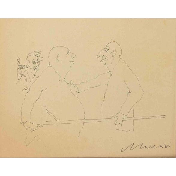 Pen drawing on paper realized in 1948. Hand signed in pencil lower right. Matted, in very good condition. This piece is...