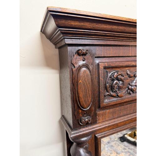Flemish Carved Oak Mirror, Late 19th Century For Sale - Image 3 of 8