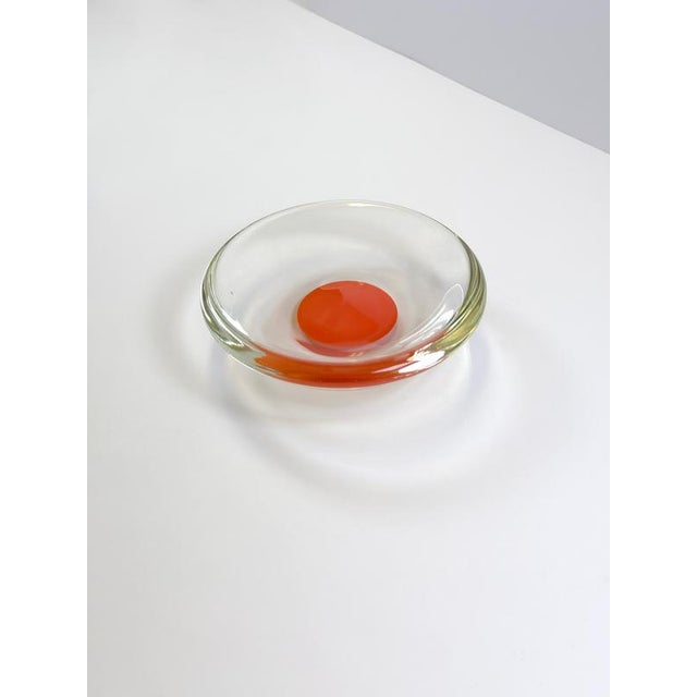 1970s Modernist Red Sommerso Murano Glass Bowl, Italy, 1970s For Sale - Image 5 of 10