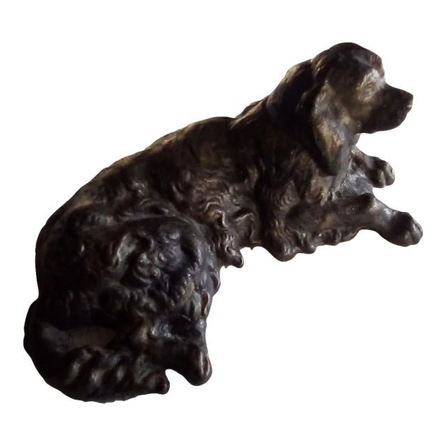 Late 19th Century Cast Iron Reclining Dog Doorstop/Sculpture For Sale