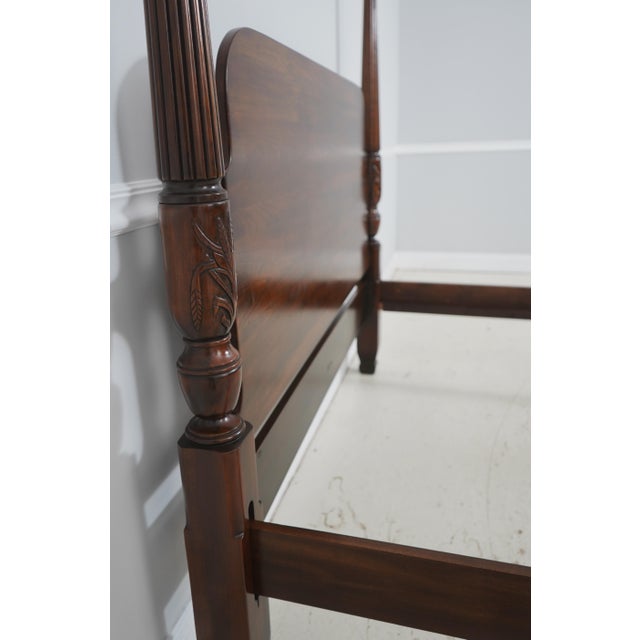1980s Harden Cherry Queen Size Rice Carved Poster Bed For Sale - Image 5 of 16