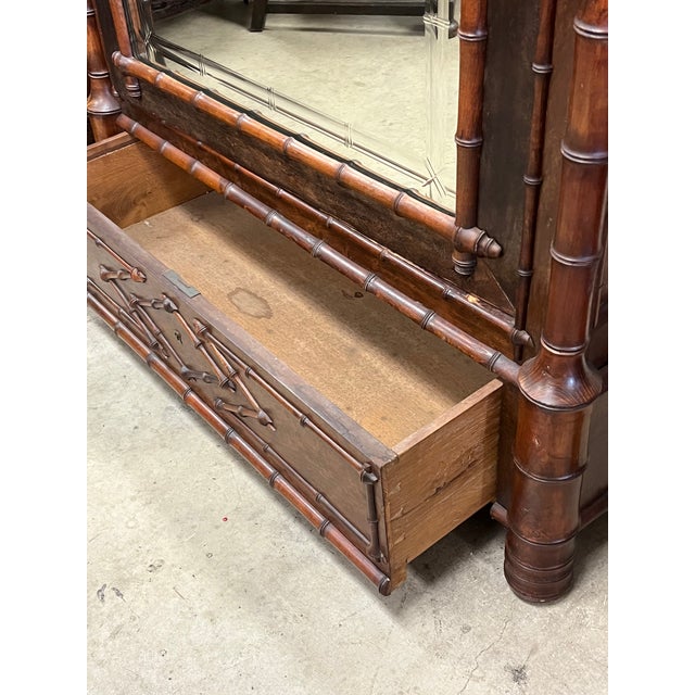 Late 19th Century Late 19th Century Turn to the Century Victorian Faux Bamboo Armoire For Sale - Image 5 of 7