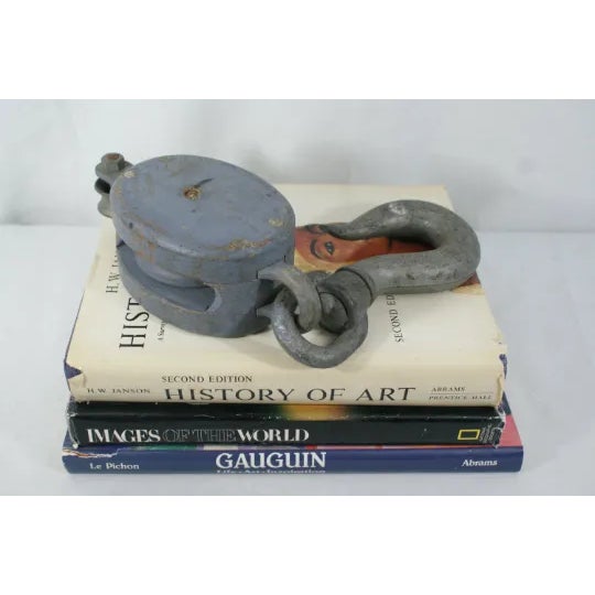 Industrial Vintage Grey Monochromatic Industrial Pulley For Sale - Image 3 of 5