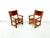 Vintage French Brutalist Castle Armchairs in Oak and Cognac Leather, 1920s, Set of 2 For Sale - Image 11 of 13