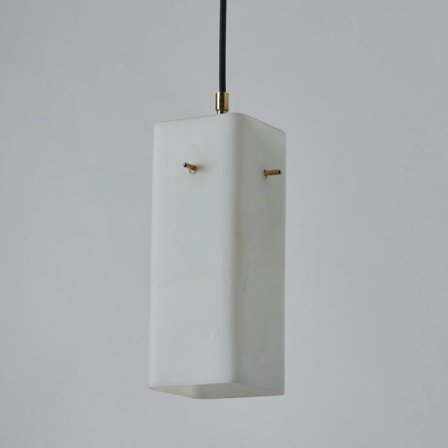 1960s 1960s Stilnovo Opaline Glass & Brass Pendant, Unmarked For Sale - Image 5 of 12
