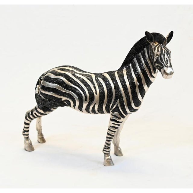 Gorgeous French art deco style silver bronze zebra Great patina to the bronze with silver and black stripes Good size to...
