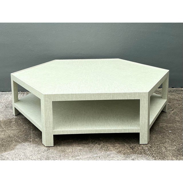 Vintage Thiabaut Hexagon Coffee Table in Windward Sisal Grey For Sale - Image 12 of 12