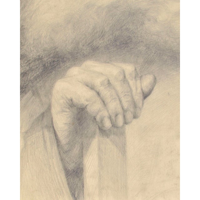 Albert Goltjakov, Man with a Winter Hat, 1953, Pencil on Paper For Sale - Image 4 of 6