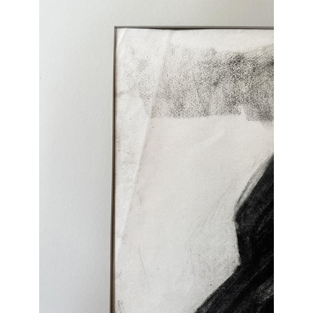 Early 1900's Antique French Moody Portrait of Man in Hat, Charcoal on Paper With Mat For Sale - Image 4 of 4
