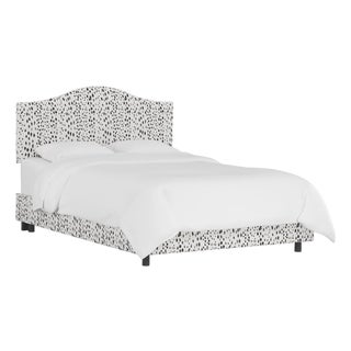 Twin Camelback Bed in Linen Leopard Ink For Sale