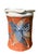 A signed handmade terracotta studio pottery vase featuring a sculptural undulating rim and hand-painted abstract botanical...