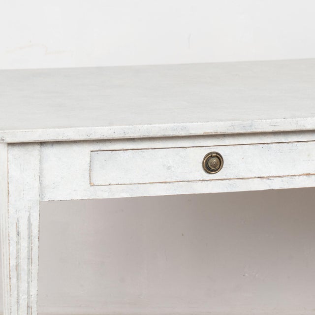 Gray 19th Century Swedish Gray Painted Two-Drawer Table or Writing Desk For Sale - Image 8 of 13