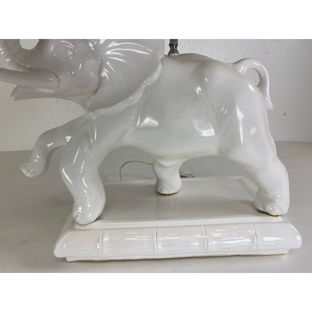 Mid-Century Vintage Oversized Blanc De Chin Italian Elephant Lamp For Sale - Image 10 of 11