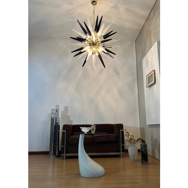 Murano Trasparent and Black Glass Sputnik Chandelier, 1990 For Sale - Image 15 of 18