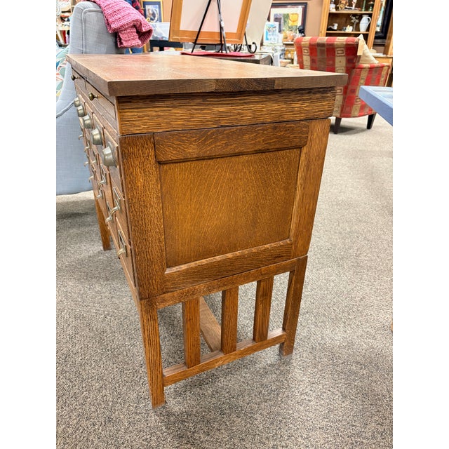 Traditional Antique Oak Index Card Size Us Treasury Dept. Cabinet Table For Sale - Image 3 of 15