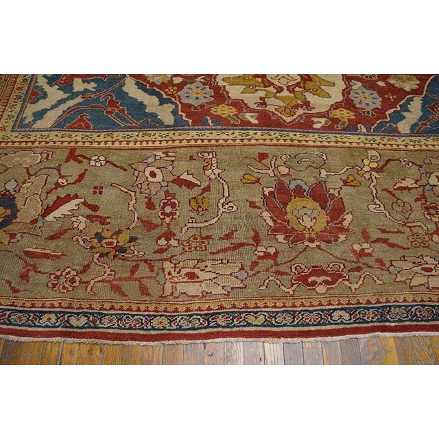 Late 19th Century 1880s Red Medallion Antique Persian Ziegler Sultanabad Rug 13' X 16'9" Handknotted Wool Carpet For Sale - Image 5 of 6
