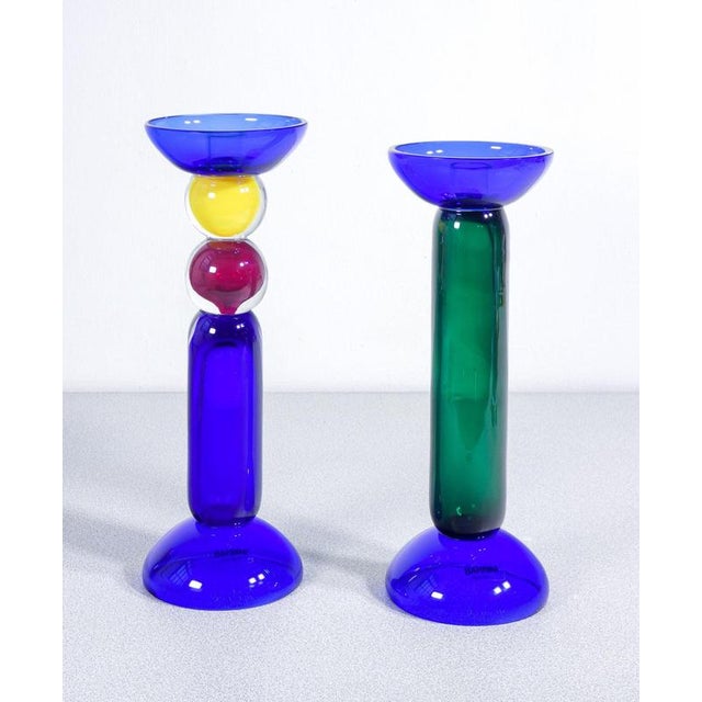 Blown Glass Candlesticks by A. Barbini, Set of 2 For Sale - Image 9 of 16
