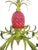 Metal Vintage Custom Hand Painted Palm Beach Regency Pink Green Pineapple 6 Light Chandelier W/ Striped Shades For Sale - Image 7 of 12