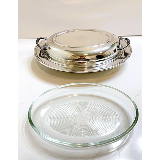 Silver Serving Dish With Glass Insert For Sale - Image 10 of 15