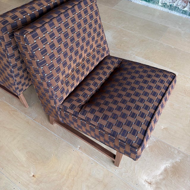 Mid-Century Modern Pair of Custom Made Mid-Century Modern Dunbar Style Slipper Chairs For Sale - Image 3 of 11