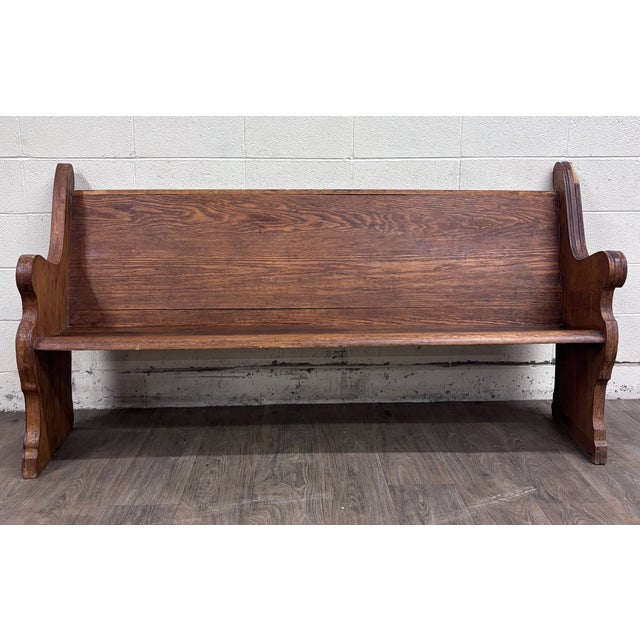This is a gorgeous antique Victorian oak church pew dating to approximately the late 19th or early 20th century and...