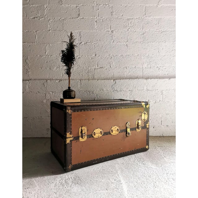 Industrial Large Antique Wardrobe/Steamer Trunk, USA, 1920s For Sale - Image 3 of 18