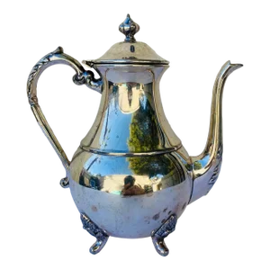 Mid Century Tea Pot, Silver on Copper
