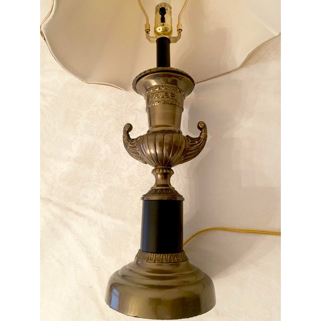 Neoclassical Vintage Trophy Cup Urn Style Bronze & Black Lamp Excellent Condition For Sale - Image 10 of 13