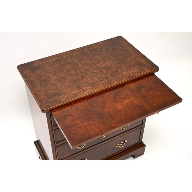 Vintage Georgian Burr Walnut Chest of Drawers, 1950 For Sale - Image 4 of 11