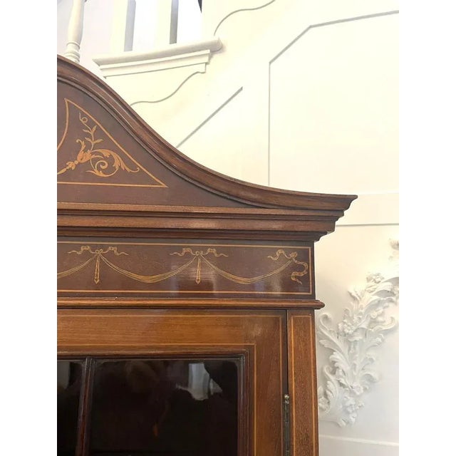 Antique Victorian Mahogany Inlaid Display Cabinet by Edwards & Roberts, London For Sale - Image 12 of 18